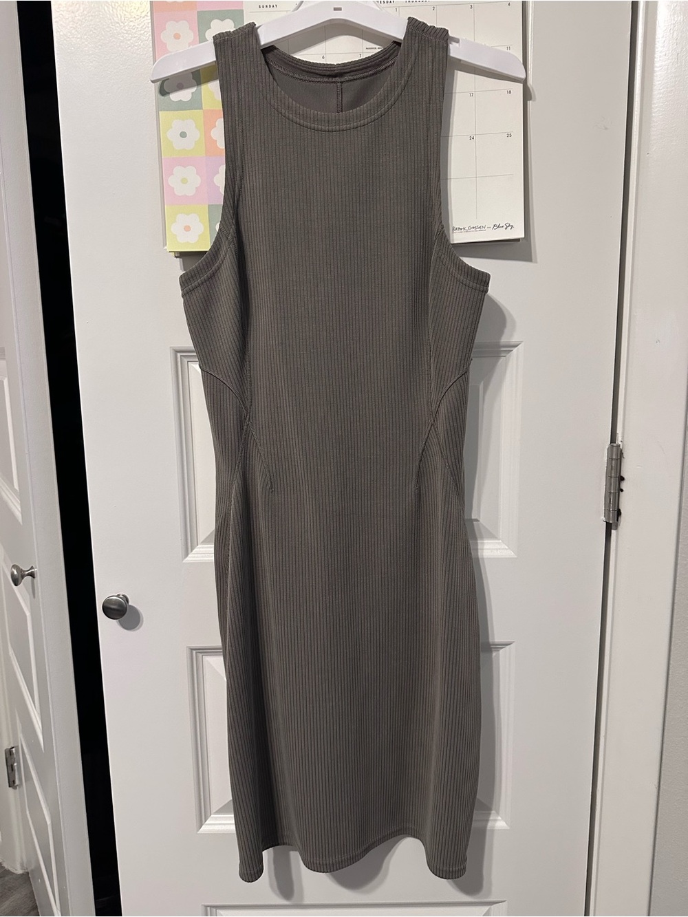 lululemon athletica Sleeveless Ribbed Midi Dress in Olive